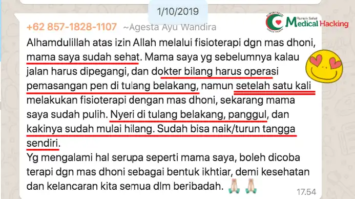 testimoni pasien saraf kejepit sudah gak bisa jalan rs medical hacking